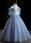 Girls Blue Tulle Dresses Sequin Party Formal Pageant Dress