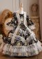 Girls Black Floral Jacquard Victorian Halloween Ball Dress Children Festival Dress 3