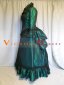 Green Taffeta 1886S Gothic Victorian Bustle Ball Gown Dress