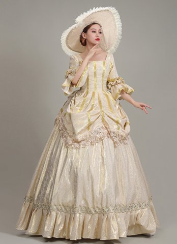 Christmas Champagne Women Victorian Party Dress Holiday Masquerade Fancy Dress