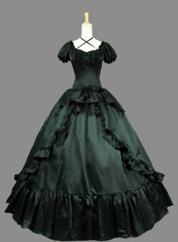 빈티지 블랙 반팔 르네상스 고딕 빅토리아 드레스 가운