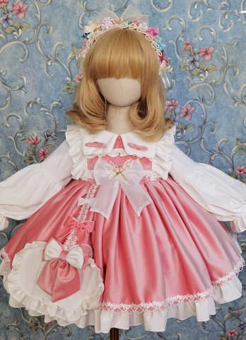 Winter Girl Lolita Princess Dress Children Pink Velvet Dress