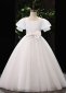 Flower Girl Big Bow Tulle Satin White Wedding Engagement Dresses