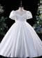 Girls White Big Bow Satin Birthday Party Formal Dress