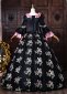 Rococo Black Floral Printed Satin Masquerade Dress Lolita Costume 3