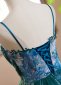 Green Spaghetti Straps Prom Party Dress 3