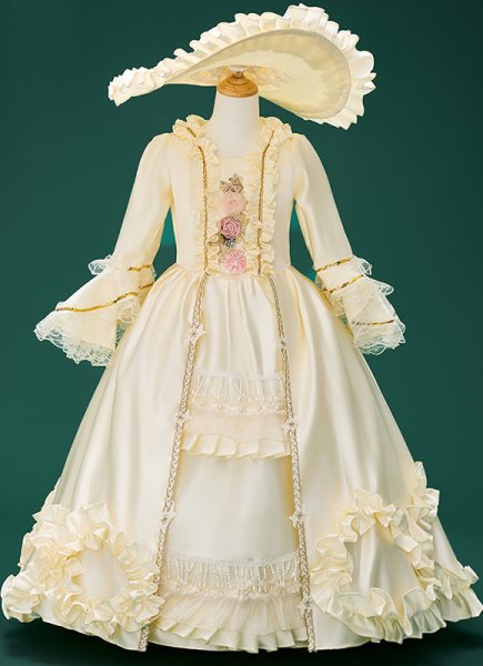 Girls Champagne Children Marie Antoinette 17th Century Gown Costumes