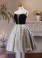 Vintage Black Off-the-Shoulder Jacquard Evening Dress