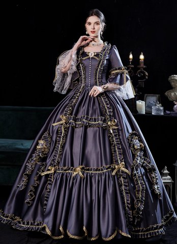 회색 할로윈 여왕 드레스 빈티지 판타지 고딕 볼 가운