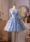 Blue Corset Spaghetti Straps Mini Party Formal Dress 3