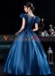Blue Short Sleeves Women Rococo Evening Ball Gown Dress 3