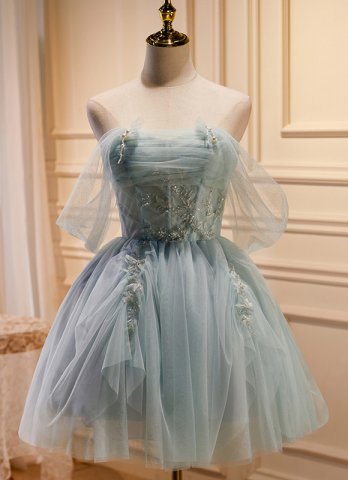 Gorgeous Off The Shoulder Mini Holiday Party Dress with Appliques