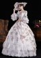 Pink Purple Floral Lace Short Flare Sleeve Floor Length Venice Carnival Dress 4