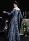 Renaissance Medieval Blue Floral Jacquard Robe Dress 6