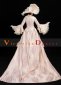 Pink Long Flare Sleeves Lace Vintage Rococo Women Wedding Party Dress with Hat 3