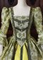 Yellow Green Floral Brocade Victorian Rococo Ball Gown Formal Party Dress 5