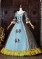 Blue Floral Brocade Rococo Victorian Ball Gown Masquerade Dress 2