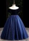 Vintage Blue Velvet Mesh0Dress Banquet Party Dresses For Children