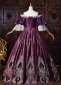 Purple Velvet Gold Embroidery Off the Shoulder Victorian Rococo Ball Gown 4