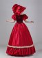 Burgundy Off shoulder Historical Gothic Victorian Wedding Gown Dress 1