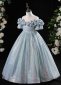 Children Off Shoulder Tulle Sequin Prom Homecoming Dress 1