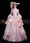 Pink Long Flare Sleeves Lace Floral Vintage Rococo Women Party Dress with Hat