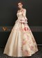 Champagne Short Flare Sleeves Lace Floral Rococo Masquerade Lolita Dress