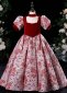 Vintage Girls Velvet Jacquard Red Masquerades Dresses