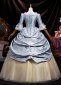 Blue Floral Jacquard Masked Ball Gown Prom Dress 4