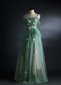 Light Green Spaghetti Strap Tulle Formal Dress With Butterfly Appliques
