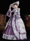 Women Purple Floral Printed Lace Ruffled Long Sleeve Holiday Carnival Fantasy Dress 3