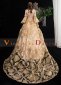 Clearance Champagne Jacquard Marie Antoinette Dress Gown 3