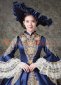 Navy Blue Long Flare Sleeves Lace Embroidered Vintage Rococo Masquerade Ball Gown Dress with Hat 4