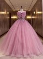 Pink Spaghetti Strap Big Bow Tulle Homecoming Dress