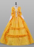 Yellow Jacquard Floral Fair Marie Antoinette Renaissance Colonial Lady Princess Victtorian Ball Gown Dress Theater Costume