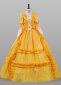 Yellow Jacquard Floral Fair Marie Antoinette Renaissance Colonial Lady Princess Victtorian Ball Gown Dress Theater Costume