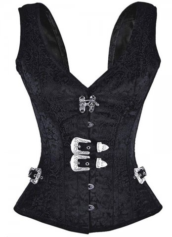 Black Deep V-neck Renaissance Corset Bustier