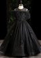 Children Black Applique Feather Tulle Funeral Halloween Party Dress