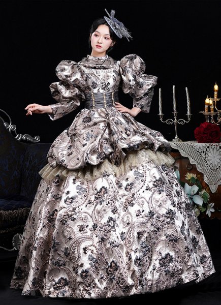 Brocade Floral Victorian Fantasy Dress Venice Carnival Costumes