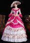 Red Printed Ruffled Half Sleeve Floor Length Venice Carnival Fancy Dress 3
