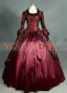Wine Red Brocade Long Sleeve Gothic Victorian Dress 4