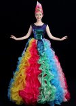 Women's Samba Rio Carnival Dance Costume Rainbow Tulle Fancy Dress