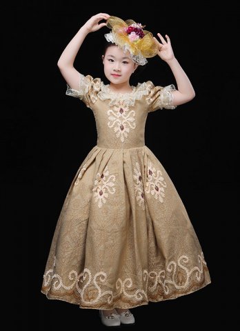 Children's Vintage Reenactment Historical Dresses Kids Rococo Ball Gown Girls Masquerade Dress