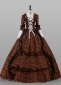 Coffee Floral Jacquard Renaissance Fair Colonial Lady Princess Gothic Victorian Dress Theater Costume
