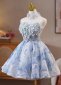 Blue Appliques Mini Ball Gown Cocktail Dress 2