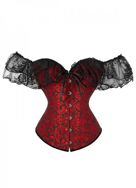 Black Jacquard Sexy Lace Corset Top