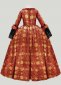 Womens Red Floral Parttern Brocade Rococo Marie Antoinette Dress 2
