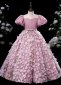 Pink Kids Girls Applique Birthday Party Dress Bridesmaid Ball Gown 3-12 Years