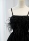 Black Spaghetti Straps Feather Mini Cocktail Club Dress 2