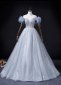 Feather Sleeve Deep V Neck Long Prom Dress with Sequins Beading